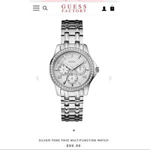 Guess SILVER-TONE PAVE MULTIFUNCTION WATCH